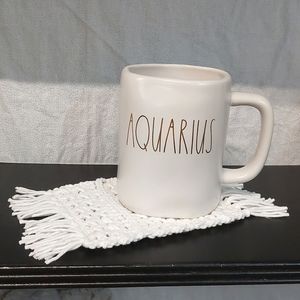 Rae Dunn Aquarius Mug and Handmade Mug Rug